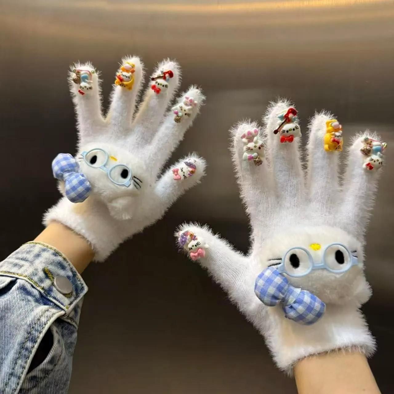 安德玛健身手套_骑行保暖手套_Hello Kitty毛绒手套