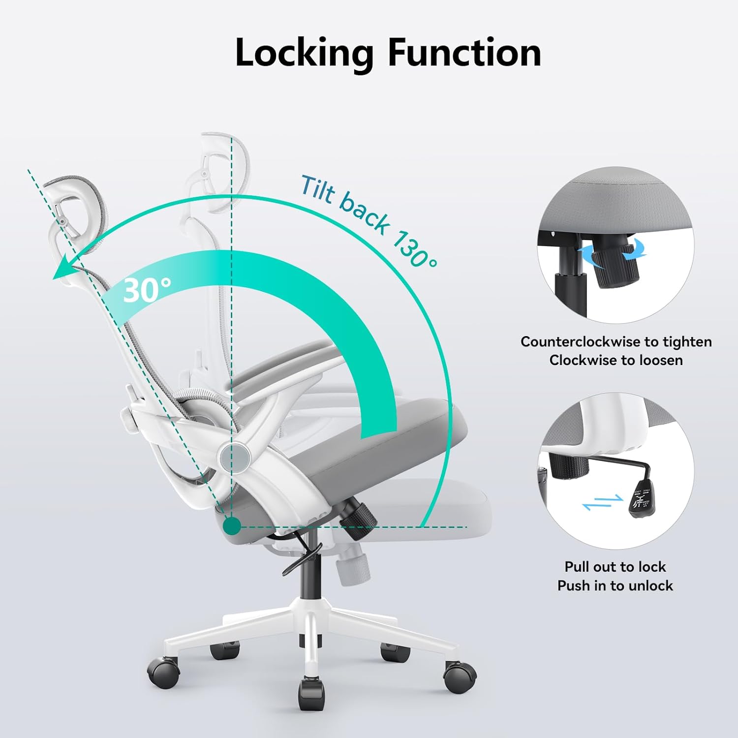 SIHOO M102C 椅的锁定和倾斜功能