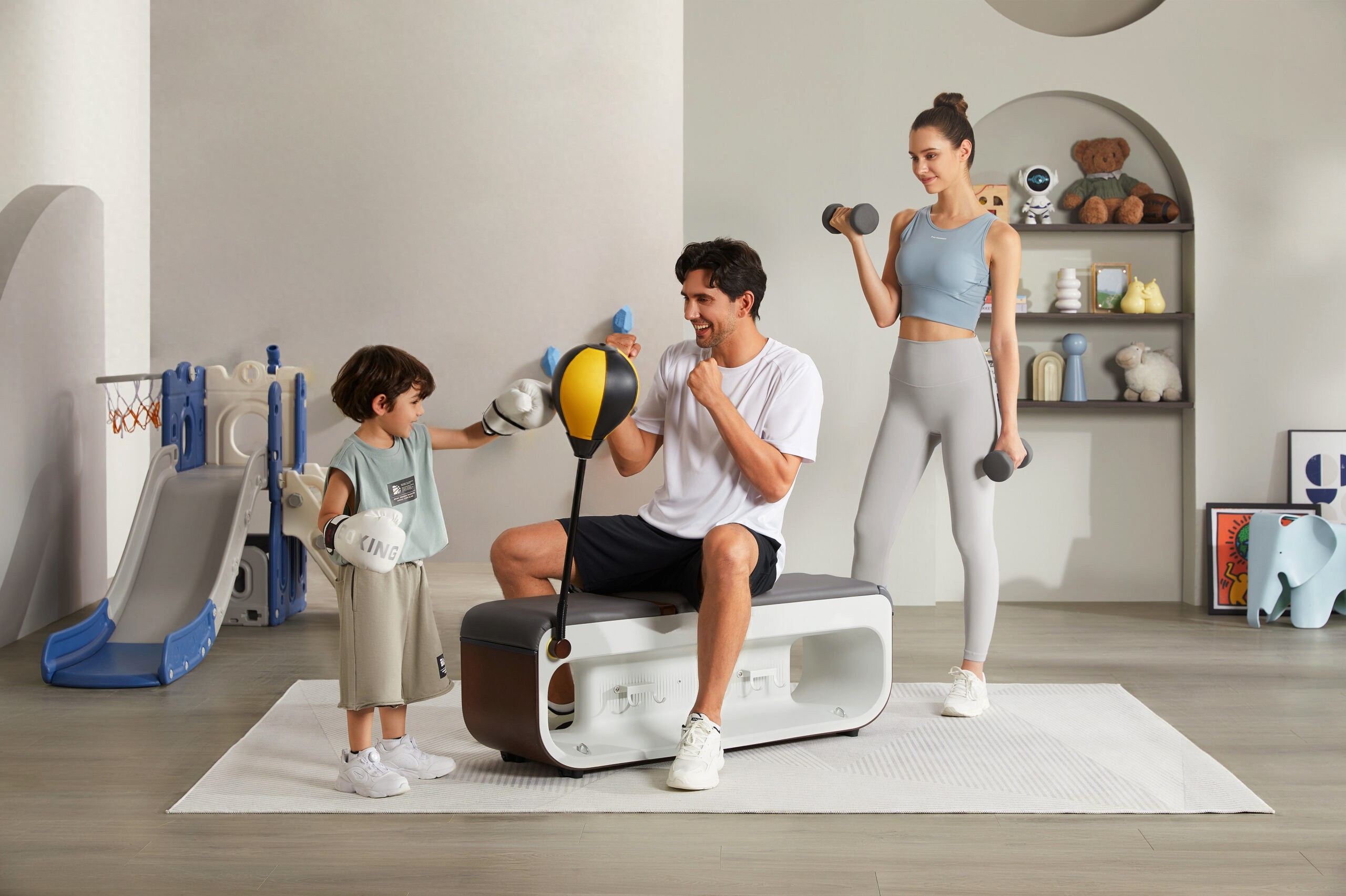 智能化力量器械居家场景_沐小马居家健身凳_多功能哑铃凳健身椅